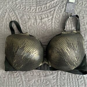 NWT 38D Black gold lace Bra